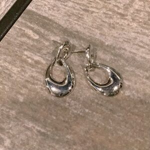 1940’s Vintage Trifari Silver tone Drop Infinity Earrings.